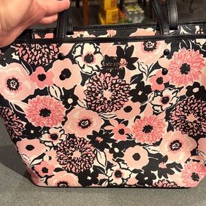 Kate Spade Pink and Black Floral Tote